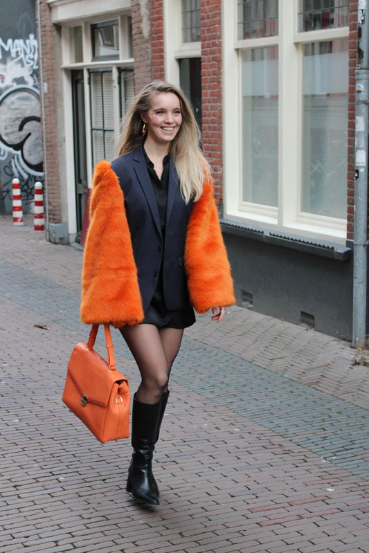 Faux Fur Orange Love Pommie Blazer