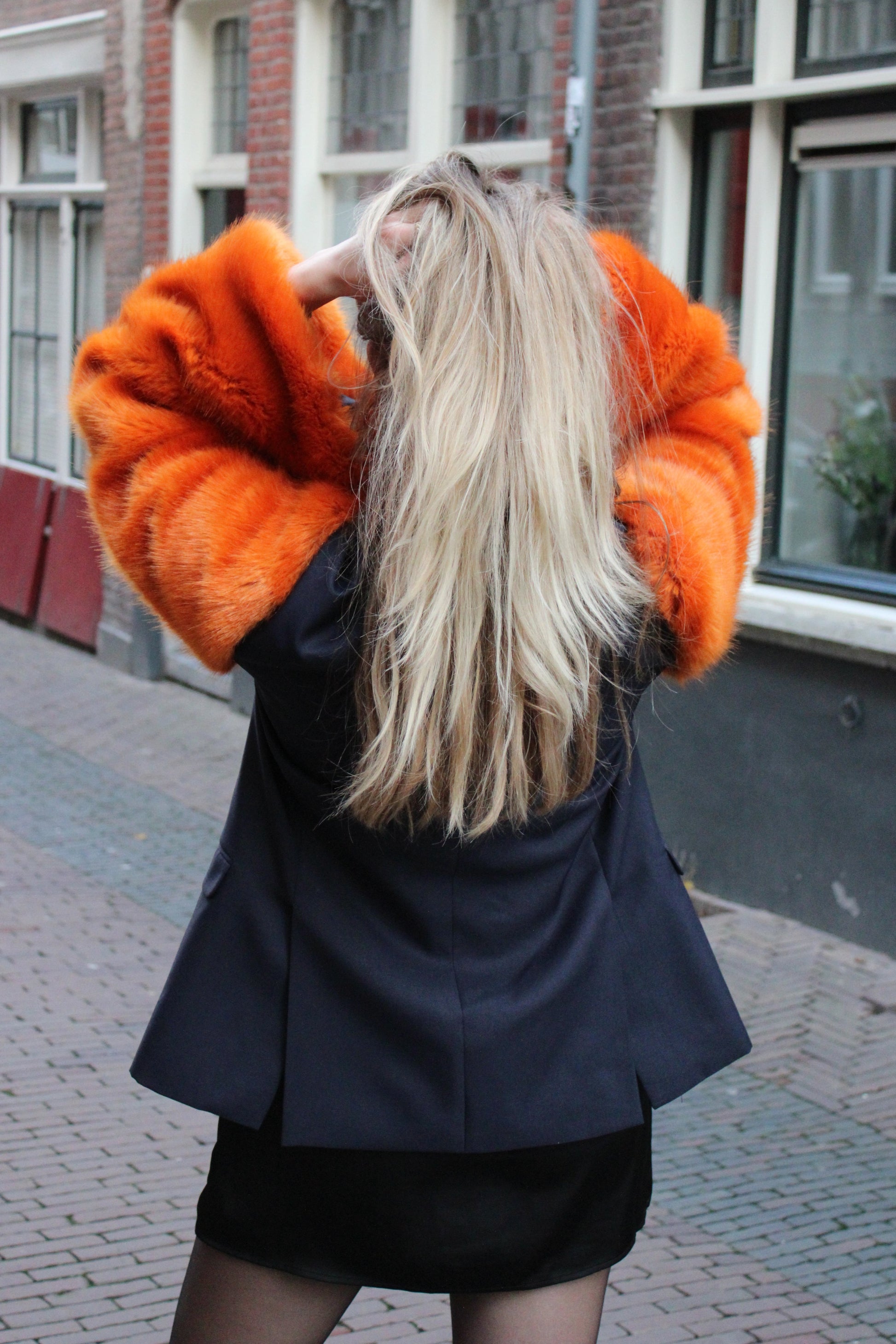 Faux Fur Orange Love Pommie Blazer